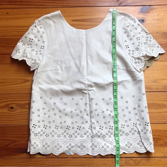 TopShop Cream Leather Cut Out Blouse, NWOT, 6 - Picture 6 of 13